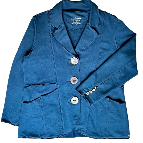 Like New Neon Buddha Cotton Blue Blazer metallic Buttons jacket size xlarge - Picture 15 of 15